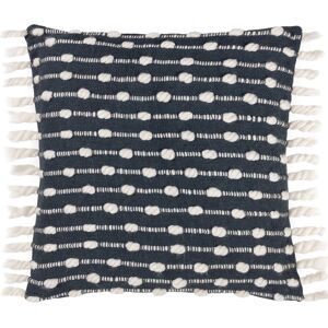 Furn. Dhadit Woven Tufted Striped Filled Cushion - Dark Grey Polycotton - One Size Furn. Dhadit Woven Tufted Striped Filled Cushion - Dark Grey Polycotton - One Size