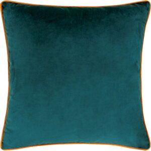 Paoletti Meridian Piped Velvet Feather Filled Cushion - Teal - One Size Paoletti Meridian Piped Velvet Feather Filled Cushion - Teal - One Size