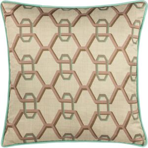 Paoletti Carnaby Chain Geometric Satin Filled Cushion - Ivory - Size 45 Cm X 45 Cm Paoletti Carnaby Chain Geometric Satin Filled Cushion - Ivory - Size 45 Cm X 45 Cm