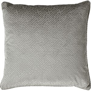 Paoletti Florence Embossed Velvet Geometric Feather Filled Cushion - Silver - One Size Paoletti Florence Embossed Velvet Geometric Feather Filled Cushion - Silver - One Size