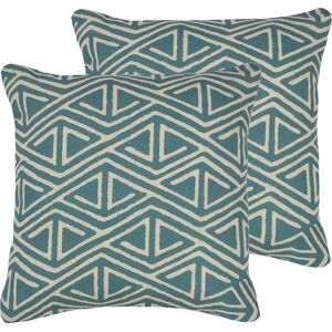 Furn. Nomi Cushions (Twin Pack) - Teal - Size 45 Cm X 45 Cm Furn. Nomi Cushions (Twin Pack) - Teal - Size 45 Cm X 45 Cm