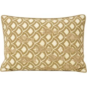 Paoletti Ionia Fish Embroidered Piped Feather Filled Cushion - Beige Cotton - One Size Paoletti Ionia Fish Embroidered Piped Feather Filled Cushion - Beige Cotton - One Size