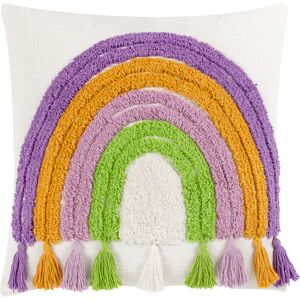 Heya Home Rainbow Tassels Tufted Filled Cushion - Multicolour Cotton - One Size Heya Home Rainbow Tassels Tufted Filled Cushion - Multicolour Cotton - One Size