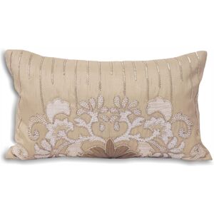 Paoletti Genevieve Embroidered Floral Feather Filled Cushion - Taupe - One Size Paoletti Genevieve Embroidered Floral Feather Filled Cushion - Taupe - One Size