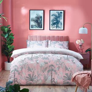 Furn. Colony Palm Tropical Reversible Duvet Cover Set - Pink Cotton - Size Single Furn. Colony Palm Tropical Reversible Duvet Cover Set - Pink Cotton - Size Single