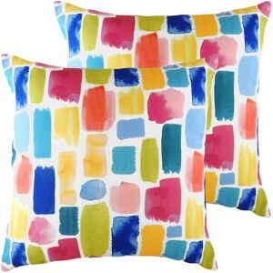 Evans Lichfield Aquarelle Dash Cushions (Twin Pack) - Multicolour - Size 43 Cm X 43 Cm Evans Lichfield Aquarelle Dash Cushions (Twin Pack) - Multicolour - Size 43 Cm X 43 Cm