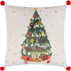 Furn. Deck The Halls Tree Embroidered Feather Filled Cushion - Multicolour - Size 43 Cm X 43 Cm Furn. Deck The Halls Tree Embroidered Feather Filled Cushion - Multicolour - Size 43 Cm X 43 Cm