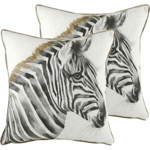 Evans Lichfield Safari Zebra Cushions (Twin Pack) - White - Size 43 Cm X 43 Cm Evans Lichfield Safari Zebra Cushions (Twin Pack) - White - Size 43 Cm X 43 Cm