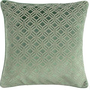 Paoletti Avenue Velvet Geometric Jacquard Feather Filled Cushion - Mint - One Size Paoletti Avenue Velvet Geometric Jacquard Feather Filled Cushion - Mint - One Size