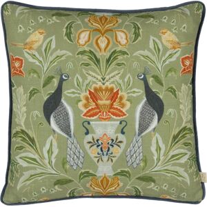 Evans Lichfield Chatsworth Peacock Piped Feather Filled Cushion - Green - One Size Evans Lichfield Chatsworth Peacock Piped Feather Filled Cushion - Green - One Size