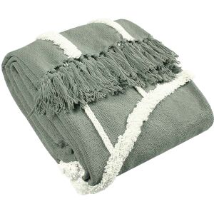 Furn Rainbow Tufted Cotton Tasselled Throw - Grey - Unisex Furn Rainbow Tufted Cotton Tasselled Throw - Grey - Unisex