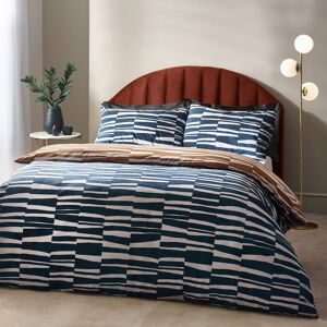 Hoem Piper Abstract Cotton Rich Reversible Duvet Cover Set - Dark Blue - Size Super King Hoem Piper Abstract Cotton Rich Reversible Duvet Cover Set - Dark Blue - Size Super King