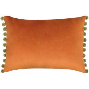 Paoletti Fiesta Velvet Pom Pom Trimmed Feather Filled Cushion - Orange - One Size Paoletti Fiesta Velvet Pom Pom Trimmed Feather Filled Cushion - Orange - One Size