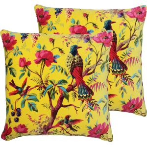 Paoletti Paradise Square Cushions (Twin Pack) - Yellow Cotton - Size 50 Cm X 50 Cm Paoletti Paradise Square Cushions (Twin Pack) - Yellow Cotton - Size 50 Cm X 50 Cm