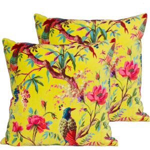 Paoletti Paradise Square Cushions (Twin Pack) - Yellow Cotton - Size 50 Cm X 50 Cm Paoletti Paradise Square Cushions (Twin Pack) - Yellow Cotton - Size 50 Cm X 50 Cm