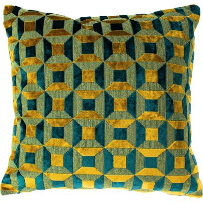 Paoletti Empire Teal Velvet Jacquard Cushion Cover - One Size Paoletti Empire Teal Velvet Jacquard Cushion Cover - One Size