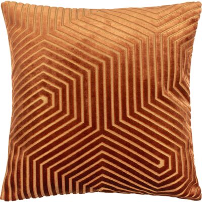 Paoletti - Evoke Geometric Velvet Cushion - Orange - One Size Paoletti - Evoke Geometric Velvet Cushion - Orange - One Size