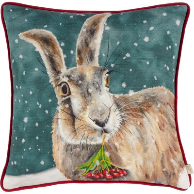 Evans Lichfield Christmas Hare Piped Cushion Cover - Multicolour - Size 43 Cm X 43 Cm Evans Lichfield Christmas Hare Piped Cushion Cover - Multicolour - Size 43 Cm X 43 Cm