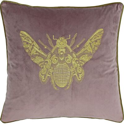 Paoletti Cerana Embroidered Bee Piped Velvet Cushion Cover - Blush - One Size Paoletti Cerana Embroidered Bee Piped Velvet Cushion Cover - Blush - One Size