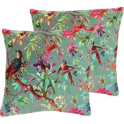 Paoletti - Paradise Square Cushions Twin Pack - Green - 50x50 cm - Cushion Cover Paoletti - Paradise Square Cushions Twin Pack - Green - 50x50 cm - Cushion Cover
