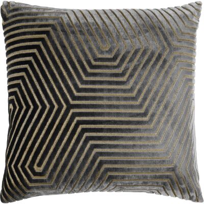 Paoletti Evoke Geometric Cut Velvet Cushion Cover - Charcoal - One Size Paoletti Evoke Geometric Cut Velvet Cushion Cover - Charcoal - One Size