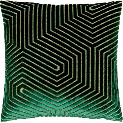 Paoletti Evoke Geometric Cut Velvet Cushion Cover - Emerald - One Size Paoletti Evoke Geometric Cut Velvet Cushion Cover - Emerald - One Size