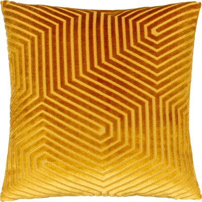 Paoletti Evoke Geometric Cut Velvet Cushion Cover - Gold - One Size Paoletti Evoke Geometric Cut Velvet Cushion Cover - Gold - One Size