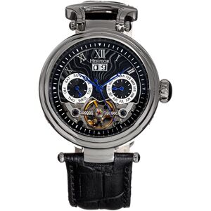 Heritor Automatic Mens Ganzi Semi-Skeleton Leather-Band Watch - Black & Silver Stainless Steel - One Size Heritor Automatic Mens Ganzi Semi-Skeleton Leather-Band Watch - Black & Silver Stainless Steel - One Size
