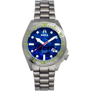 Shield Mens Atlantic Abalone Bracelet Watch W/date - Blue Stainless Steel - One Size Shield Mens Atlantic Abalone Bracelet Watch W/date - Blue Stainless Steel - One Size
