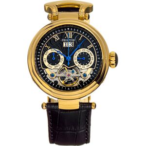 Heritor Automatic Mens Ganzi Semi-Skeleton Leather-Band Watch - Black/gold Stainless Steel - One Size Heritor Automatic Mens Ganzi Semi-Skeleton Leather-Band Watch - Black/gold Stainless Steel - One Size
