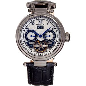 Heritor Automatic Mens Ganzi Semi-Skeleton Leather-Band Watch - Silver Stainless Steel - One Size Heritor Automatic Mens Ganzi Semi-Skeleton Leather-Band Watch - Silver Stainless Steel - One Size