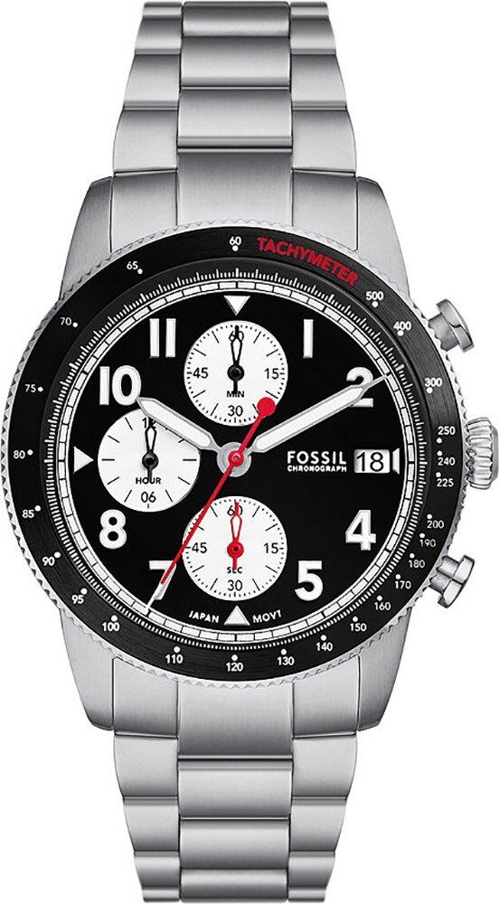 Fossil Sport Tourer Mens Silver Watch Fs6045 Stainless Steel (Archived) - One Size