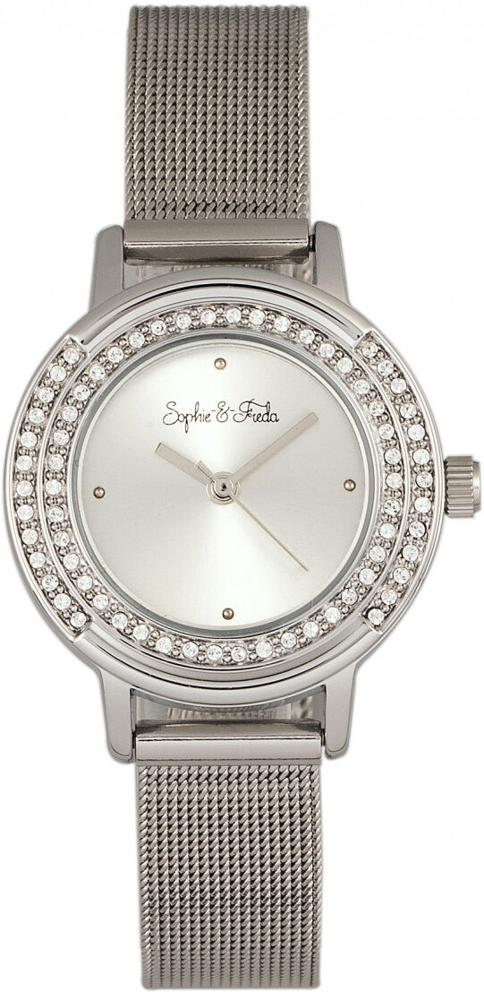 Sophie & Freda Womens Cambridge Bracelet Watch W/swarovski Crystals - Silver Stainless Steel - One Size
