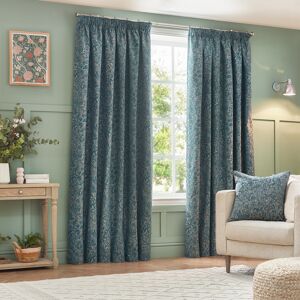 Wylder Grantley Jacquard Pencil Pleat Curtains - Blue - Size 168 Cm X 183 Cm Wylder Grantley Jacquard Pencil Pleat Curtains - Blue - Size 168 Cm X 183 Cm