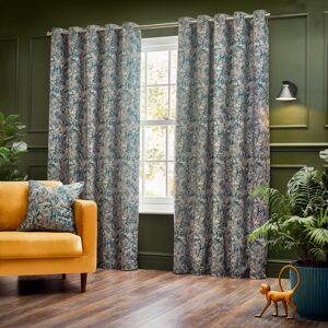 Wylder Bengal Eyelet Curtains - Blue - Size 117 Cm X 137 Cm Wylder Bengal Eyelet Curtains - Blue - Size 117 Cm X 137 Cm