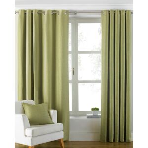 Paoletti Atlantic Twill Woven Eyelet Curtains In Green - Size 117 Cm X 137 Cm Paoletti Atlantic Twill Woven Eyelet Curtains In Green - Size 117 Cm X 137 Cm