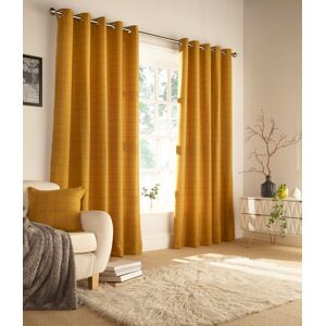 Furn. Ellis Windowpane Check Eyelet Curtains In Ochre - Orange - Size 229 Cm X 229 Cm Furn. Ellis Windowpane Check Eyelet Curtains In Ochre - Orange - Size 229 Cm X 229 Cm