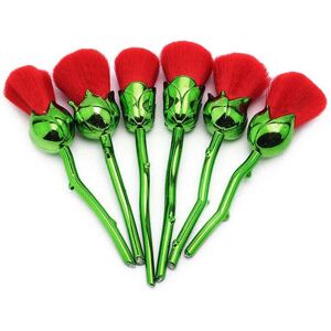 Aquarius Womens 6pc Beauty And The Beast-Inspired Rose Makeup Brushes With Glossy Handles Green - One Size Aquarius Womens 6pc Beauty And The Beast-Inspired Rose Makeup Brushes With Glossy Handles Green - One Size