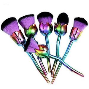 Aquarius Womens 6pc Beauty And The Beast-Inspired Rose Makeup Brushes With Glossy Handles Purple - One Size Aquarius Womens 6pc Beauty And The Beast-Inspired Rose Makeup Brushes With Glossy Handles Purple - One Size
