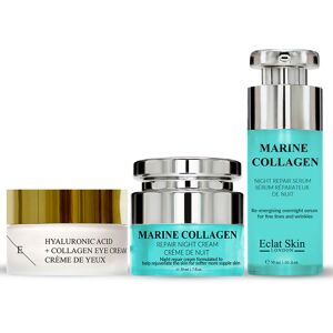Eclat Skin London Unisex Marine Collagen Night Cream 50ml + Hyaluronic Acid + Pro Age Eye + Repair Serum 30ml - One Size Eclat Skin London Unisex Marine Collagen Night Cream 50ml + Hyaluronic Acid + Pro Age Eye + Repair Serum 30ml - One Size