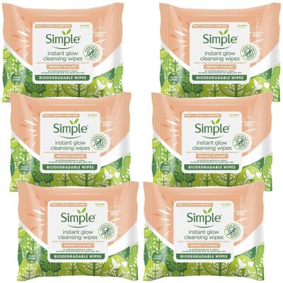 Simple Protect 'N' Glow Instant Cleansing Wipes For Dull & Tired Skin, 6 Pack - Blue - One Size Simple Protect 'N' Glow Instant Cleansing Wipes For Dull & Tired Skin, 6 Pack - Blue - One Size