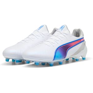 Puma King Ultimate Launch Firm Ground Football Boots - White/Blue/Grey Puma King Ultimate Launch Firm Ground Football Boots - White/Blue/Grey