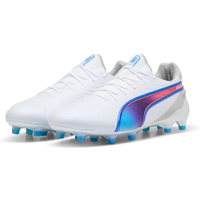 Puma King Ultimate Launch FG/AG Football Boots - White/Blue/Grey - 8 Puma King Ultimate Launch FG/AG Football Boots - White/Blue/Grey - 8