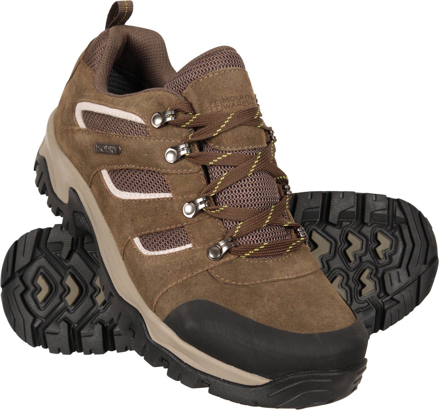 Mountain Warehouse 'Voyage' Mens Waterproof Shoes Rubber Outsole Toe Bumper Walking Trekking Footwear Brown Synthetic Leather - Size Uk 8