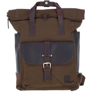 Fenland Sheepskin Mens Real Leather X Canvas Backpack - Chocolate - One Size