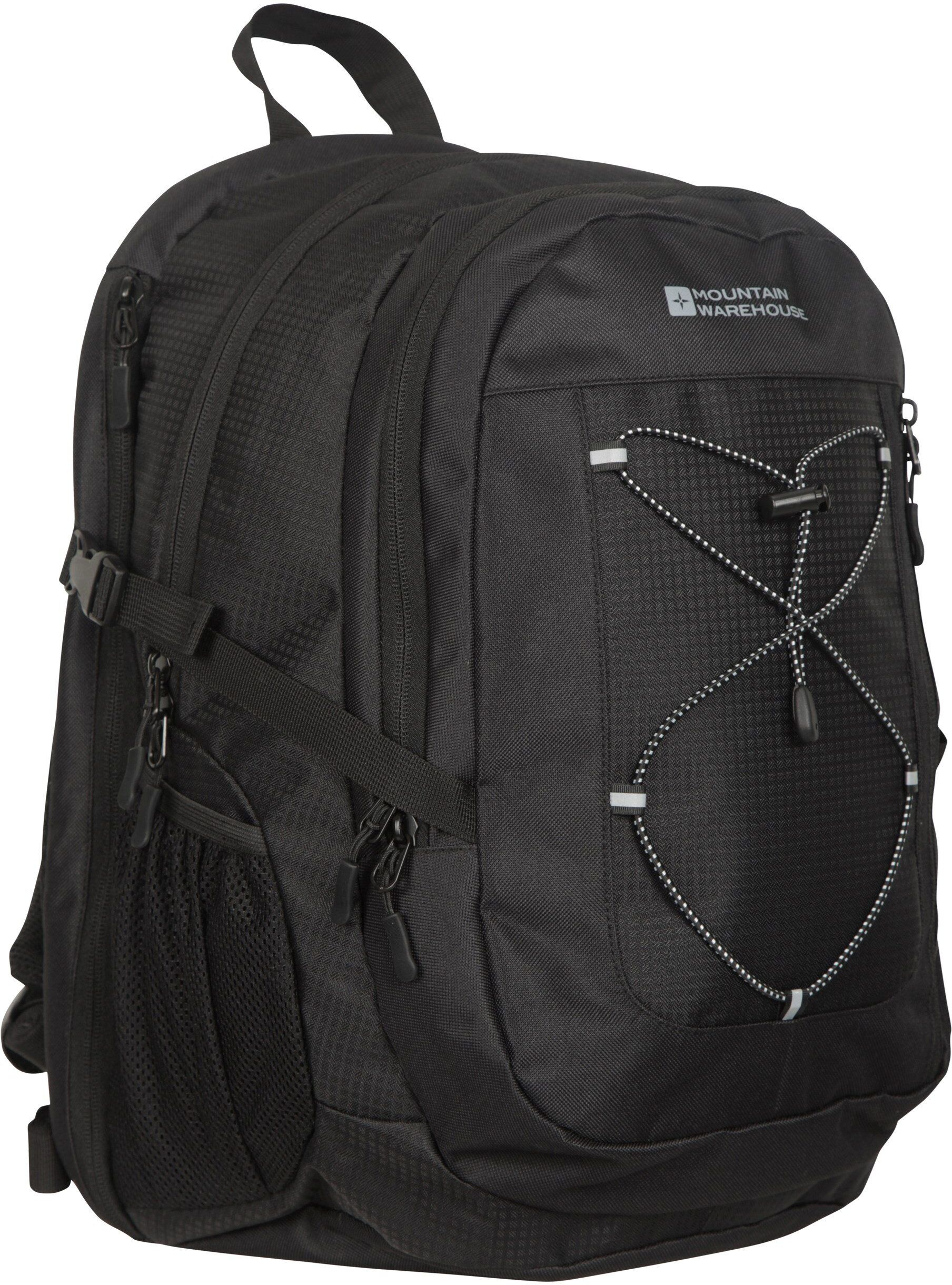 Mountain Warehouse Unisex 'Peregrine' Backpack With Pockets & Hip Belt Ripstop Fabric Hiking Gym Daypack Black - One Size
