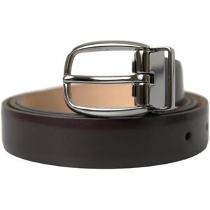 Dolce & Gabbana Mens Dark Brown Leather Silver Metal Buckle Belt - Size 110 Cm