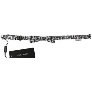 Dolce & Gabbana Mens White Pattern Silk Adjustable Neck Papillon Tie - One Size
