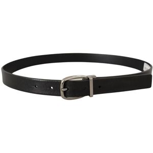 Dolce & Gabbana Mens Leather Belt With Metal Buckle Closure - Black - Size 80 Cm