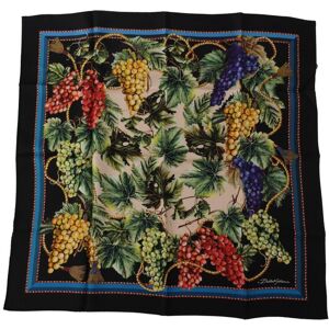 Dolce & Gabbana Mens Black Vineyard Print Square Handkerchief Silk Scarf - One Size